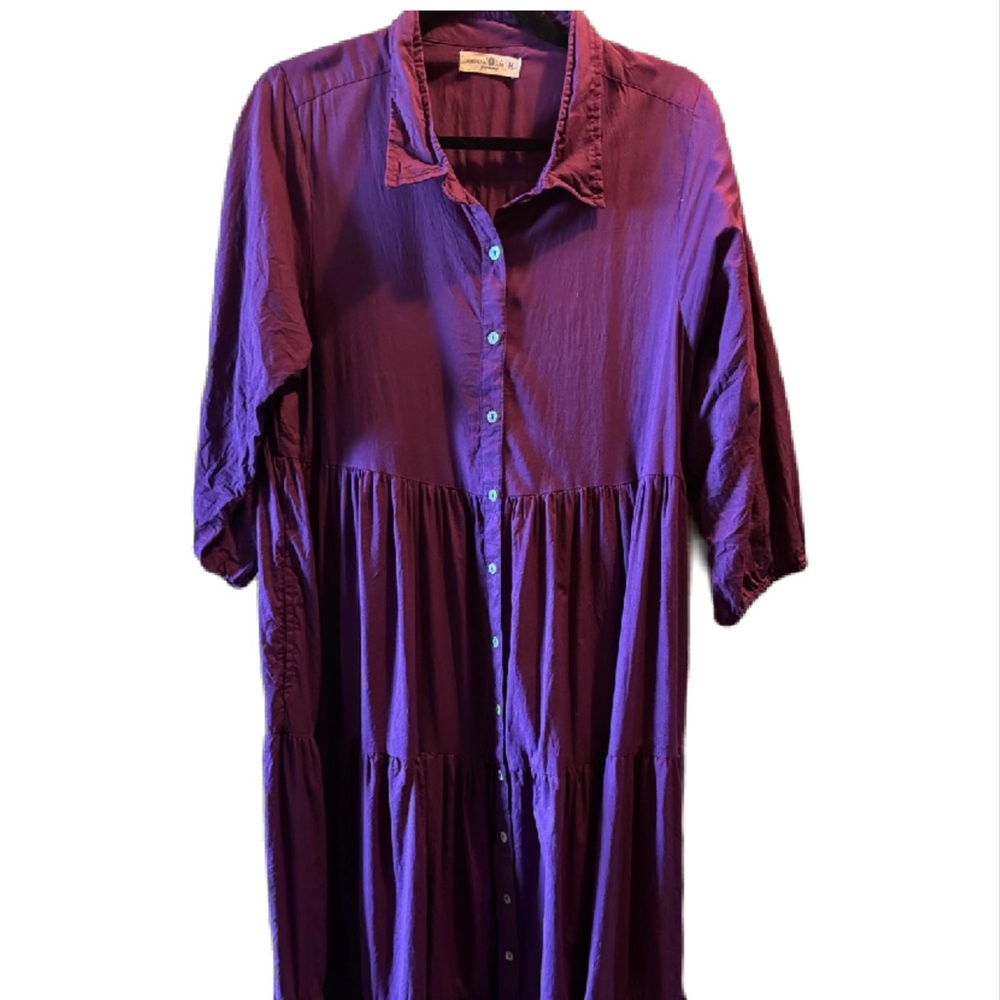 Natural Life Deep Purple Tiered Maxi Dress – 100% Cotton, Size Medium
